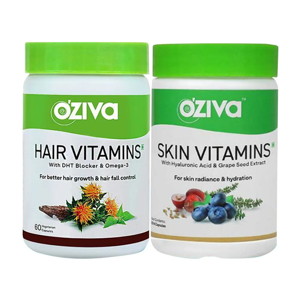 OZiva Hair & Skin Radiance Pack (OZiva Hair Vitamins + Skin Vitamins)