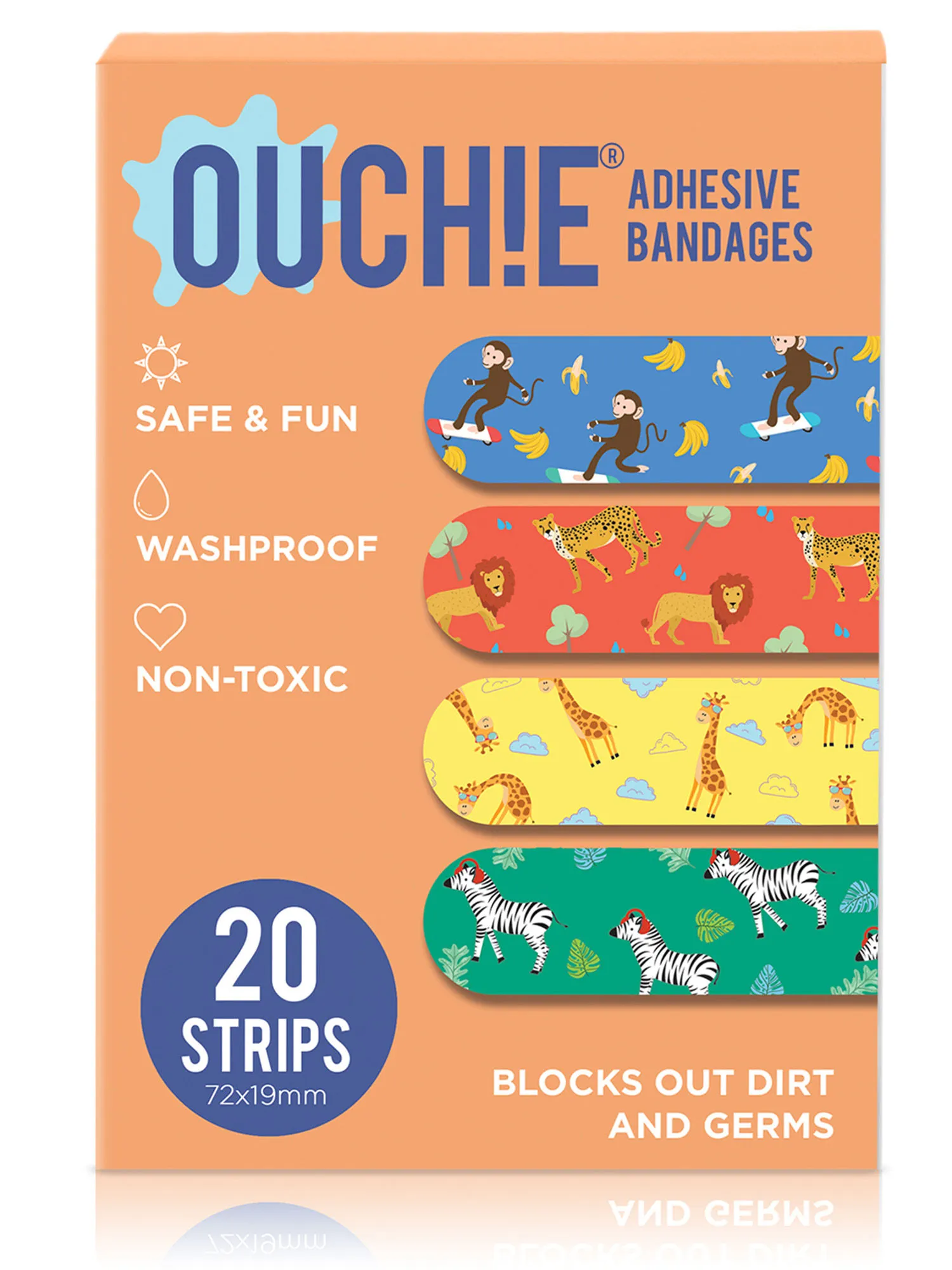 OUCHIE Non-toxic Printed Bandages (pack Of 20) - Orange