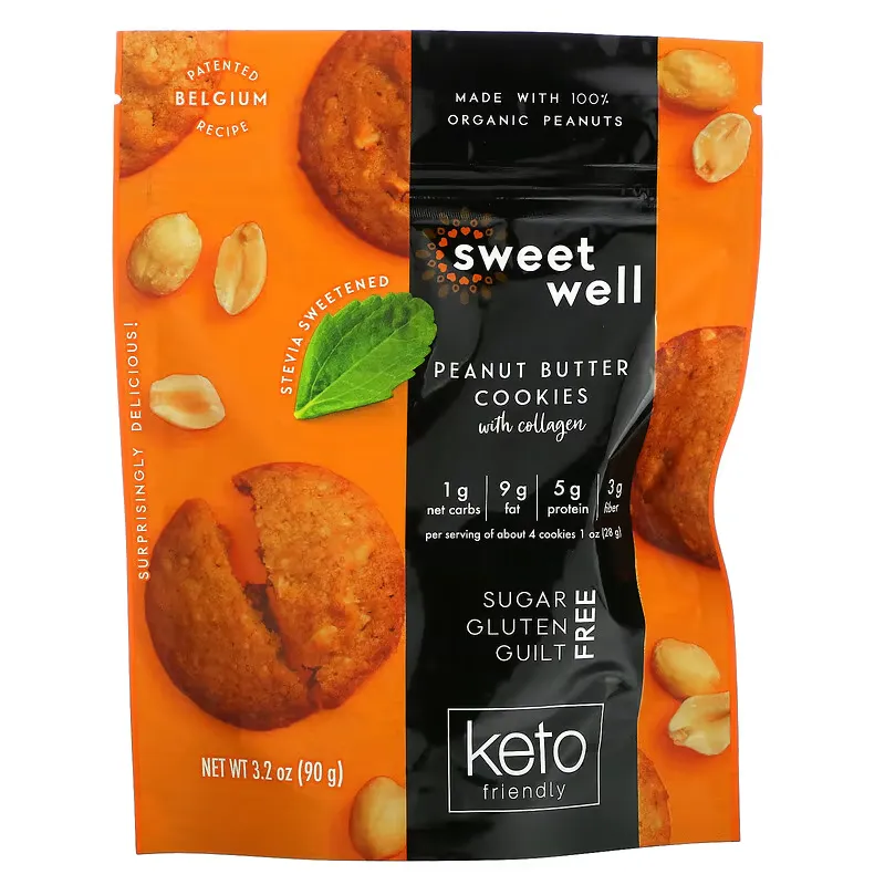 Keto Cookies, with Collagen, Peanut Butter, 3.2 oz (90 g)