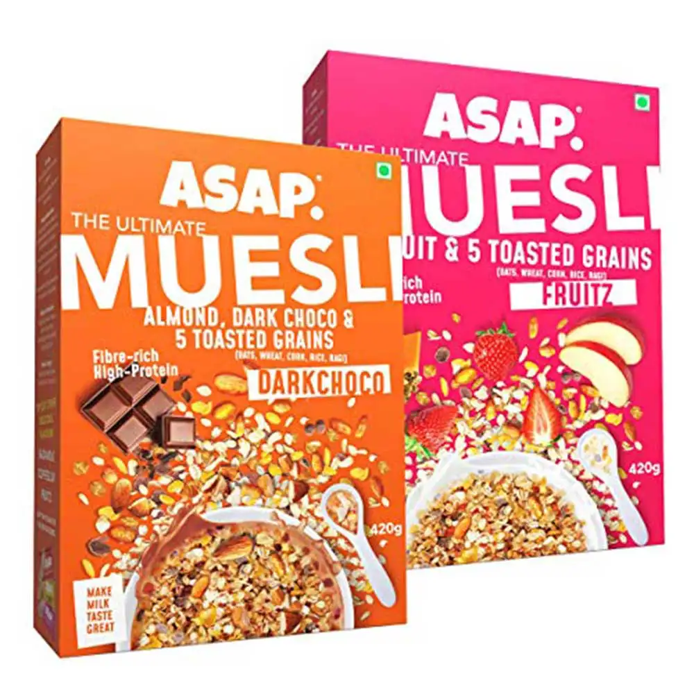 ASAP Ultimate Breakfast Multigrain Muesli,  2 Piece(s)/Pack  DARK CHOCO + FRUITZ