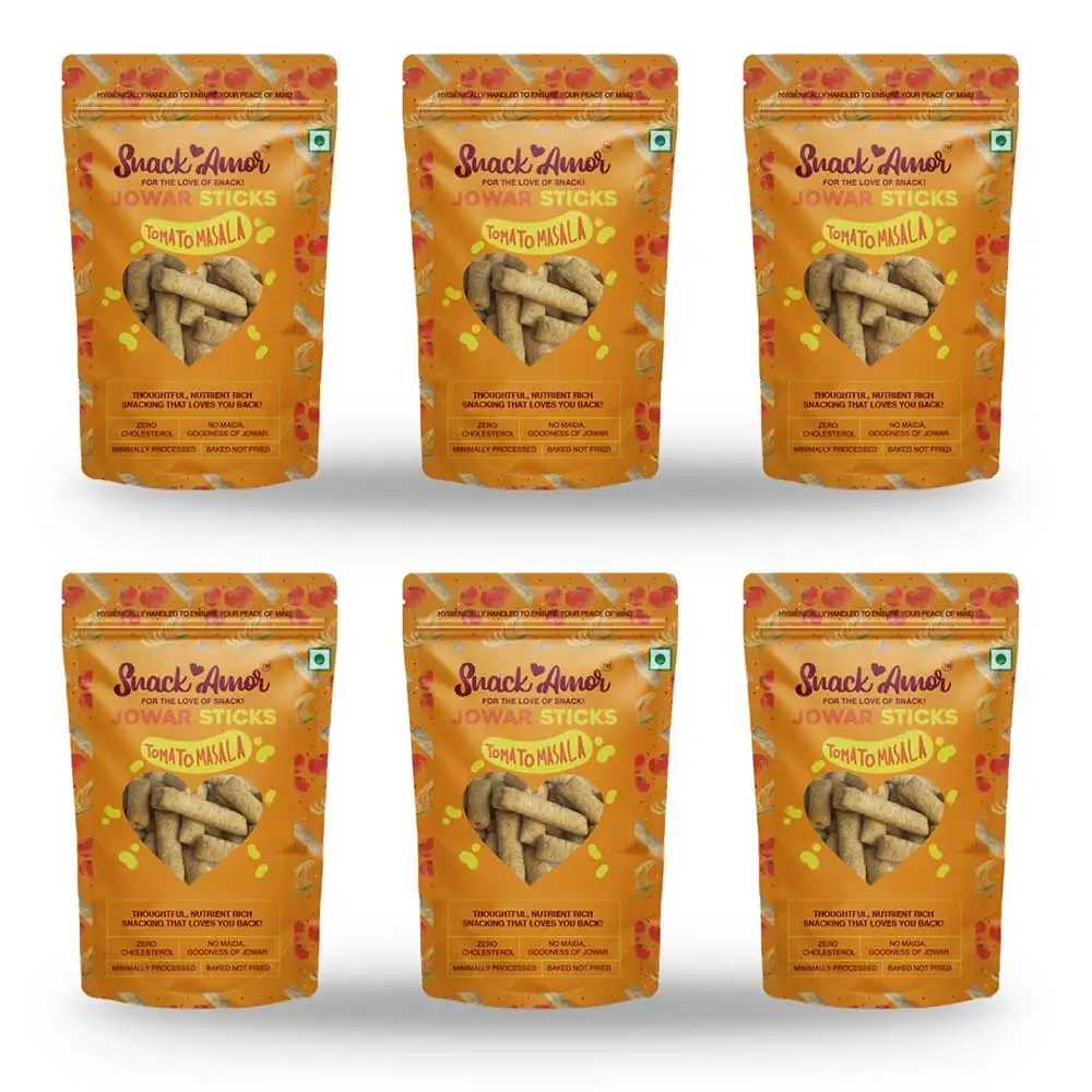 SnackAmor Jowar Sticks,  Tomato Masala (Pack of 6)  50 g