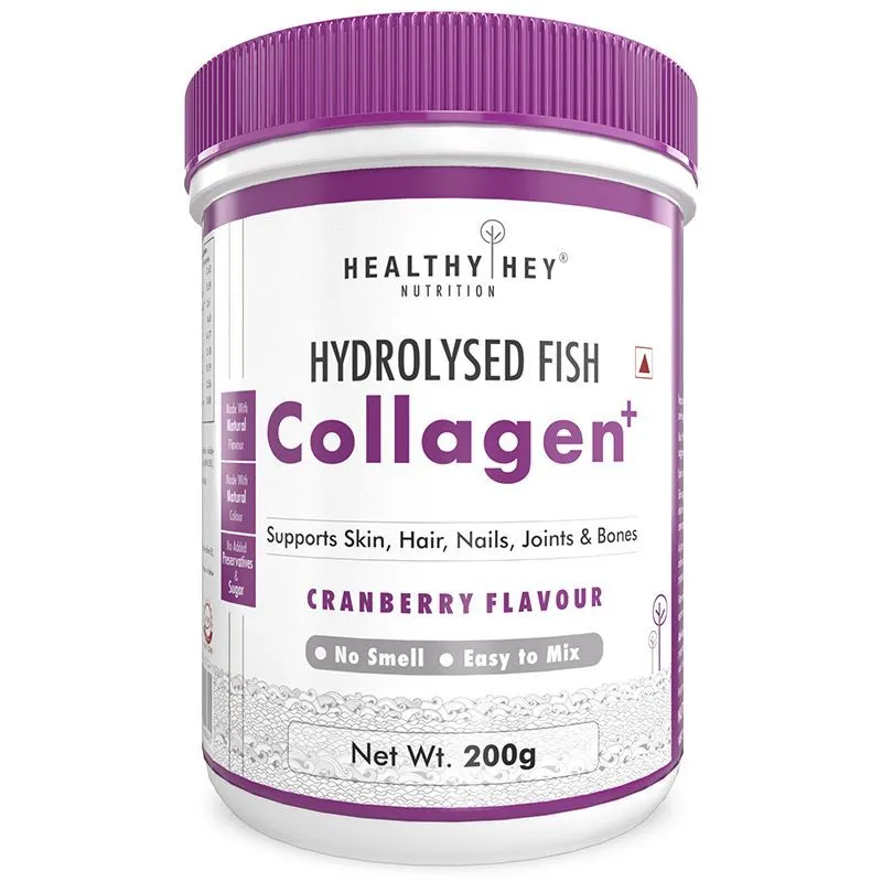 HealthyHey Nutrition Fish Collagen Peptides With Hyaluronic Acid - Cranberry