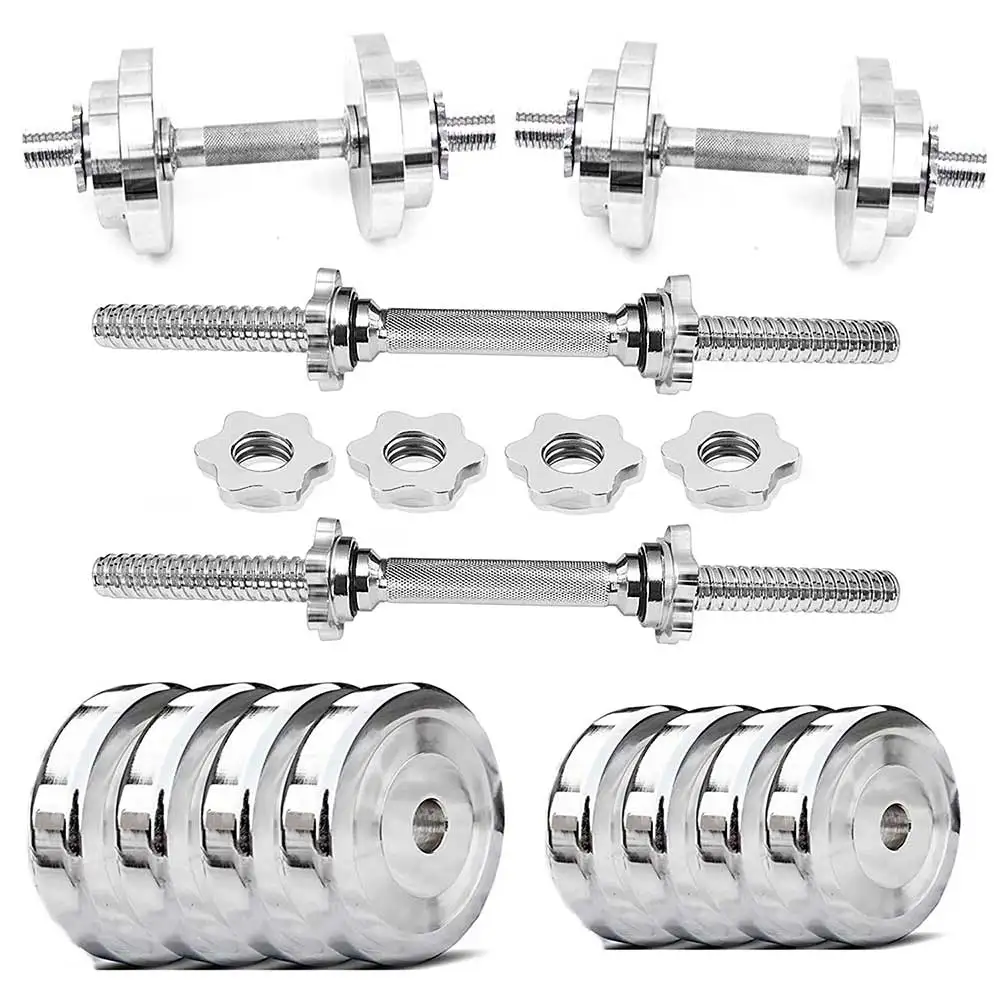 BULLAR Steel Weight Adjustable Star Nut Dumbbell Set,  Silver  10 kg