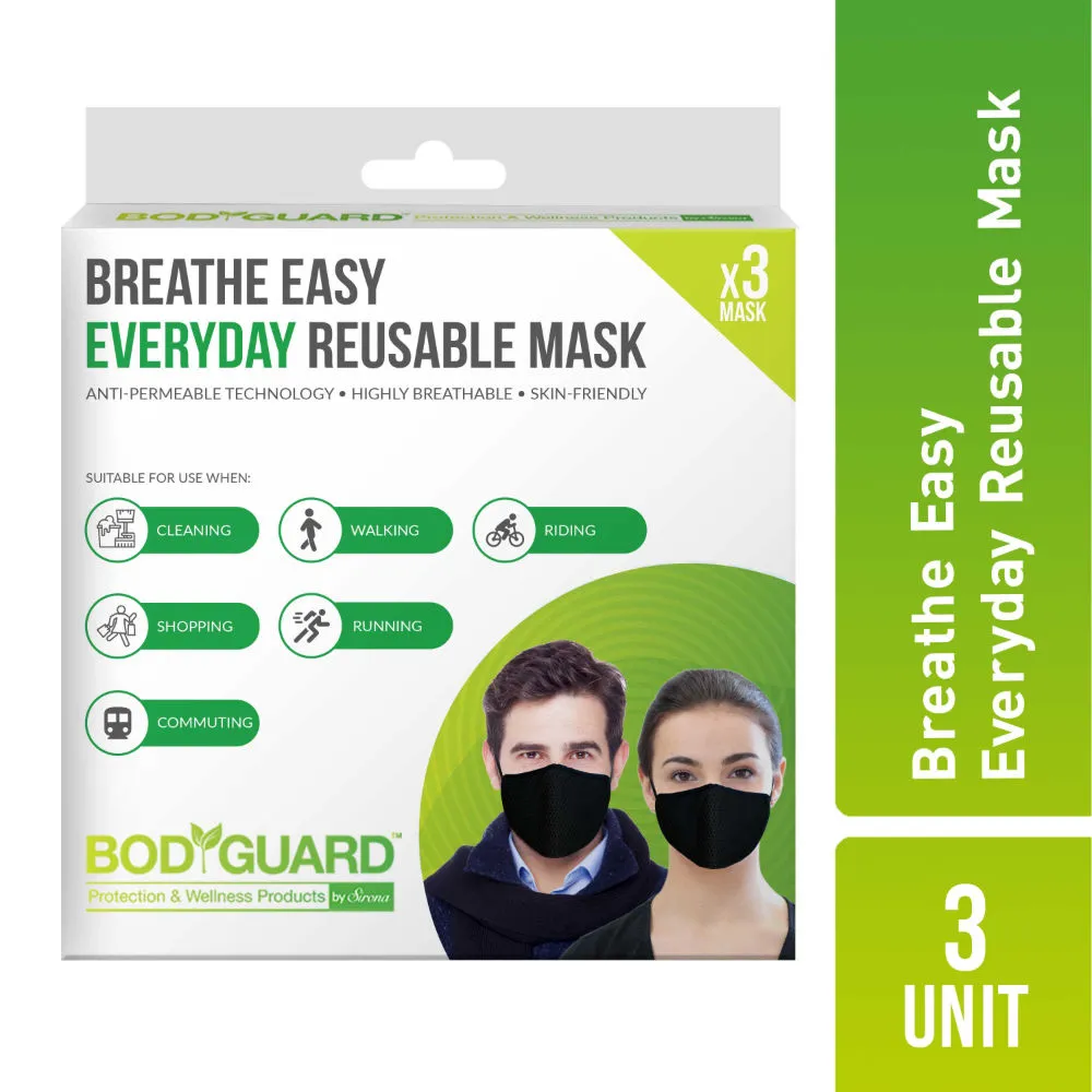 Bodyguard Breathe Easy Everyday Reusable Anti Pollution Mask - 3 Unit