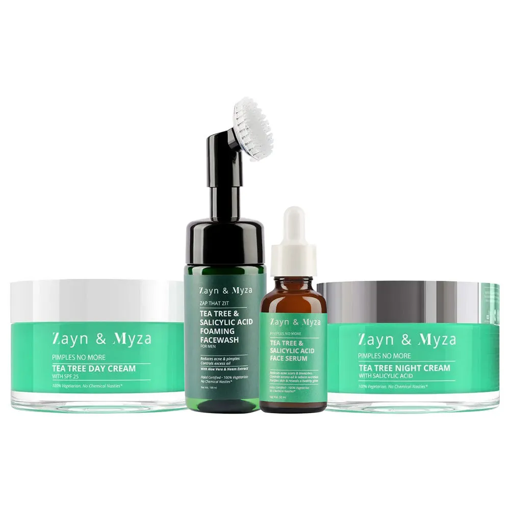 ZM Zayn & Myza Acne-Free Skin For Men - Tea Tree & Salicylic Acid Face Wash + Serum + Day + Night Cream