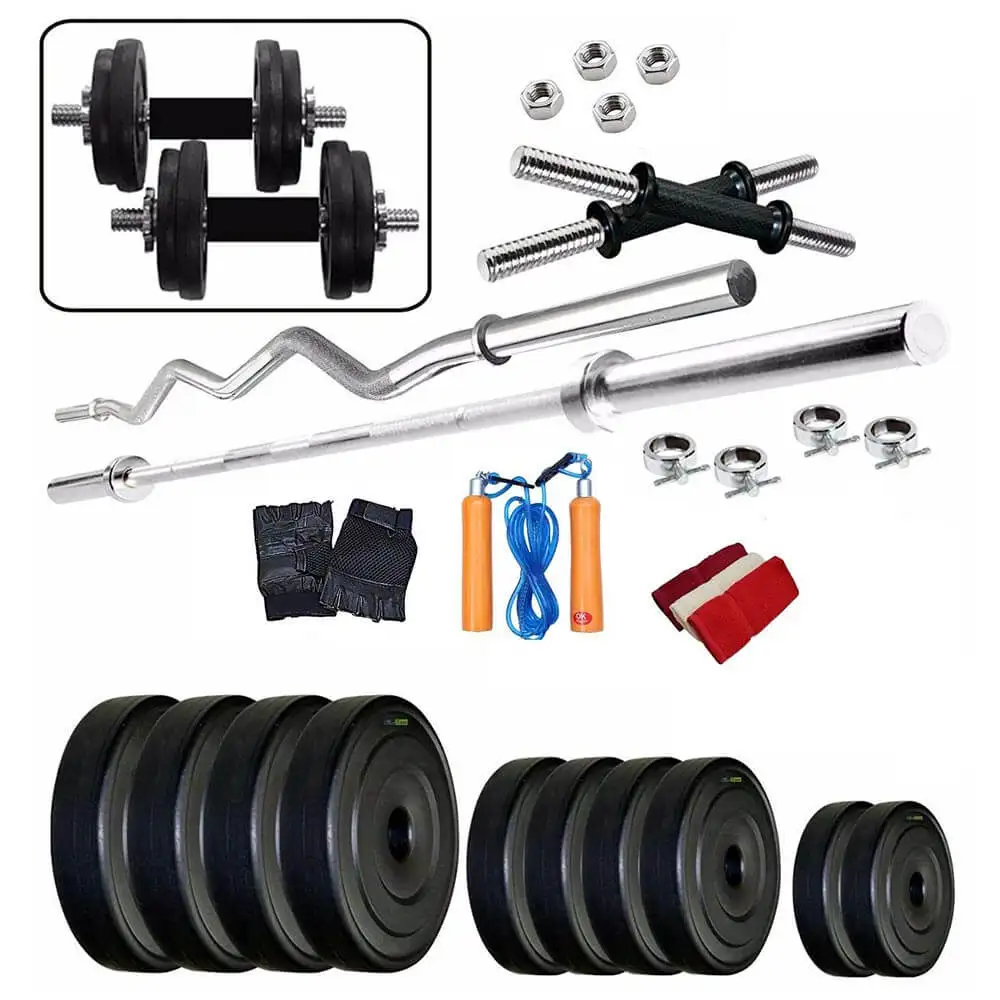 Body Maxx BM PVC 30 Kg Combo 14 Home Gym and Fitness Kit 4 Rods