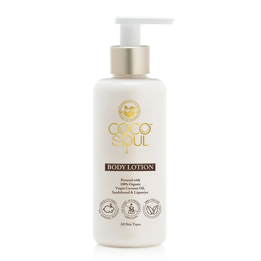 Coco Soul Body Lotion with Coconut. Sandalwood & Ayurveda Paraben, Mineral Oil Free