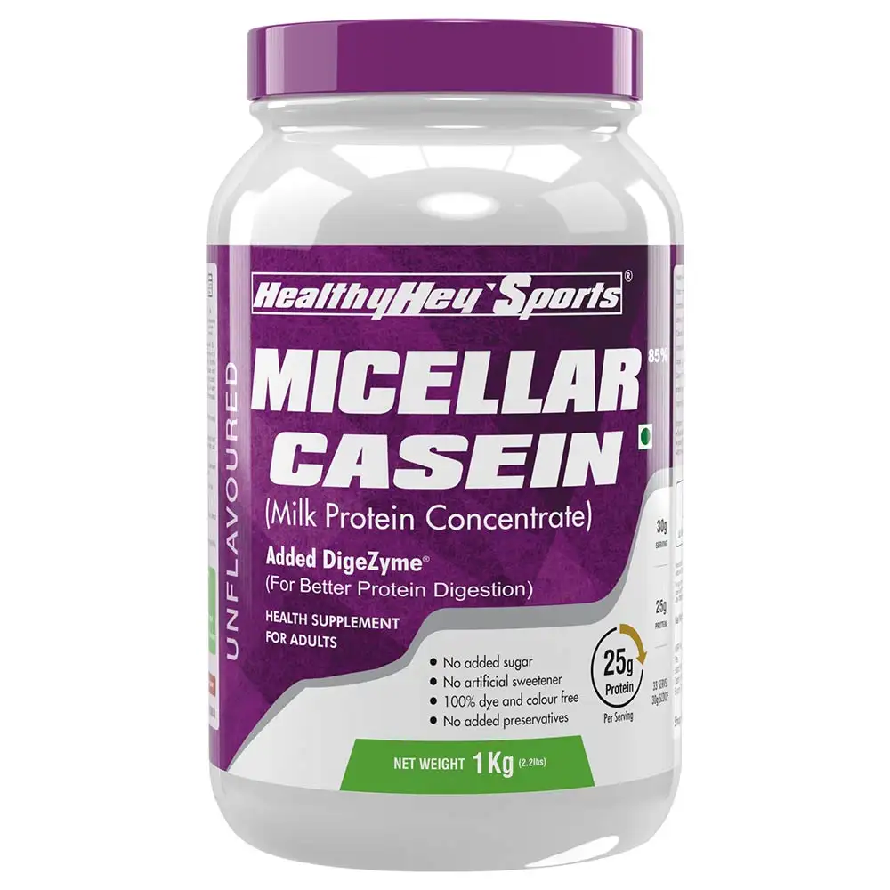 HealthyHey Sports Micellar Casein with DigeZyme,  2.2 lb  Unflavoured