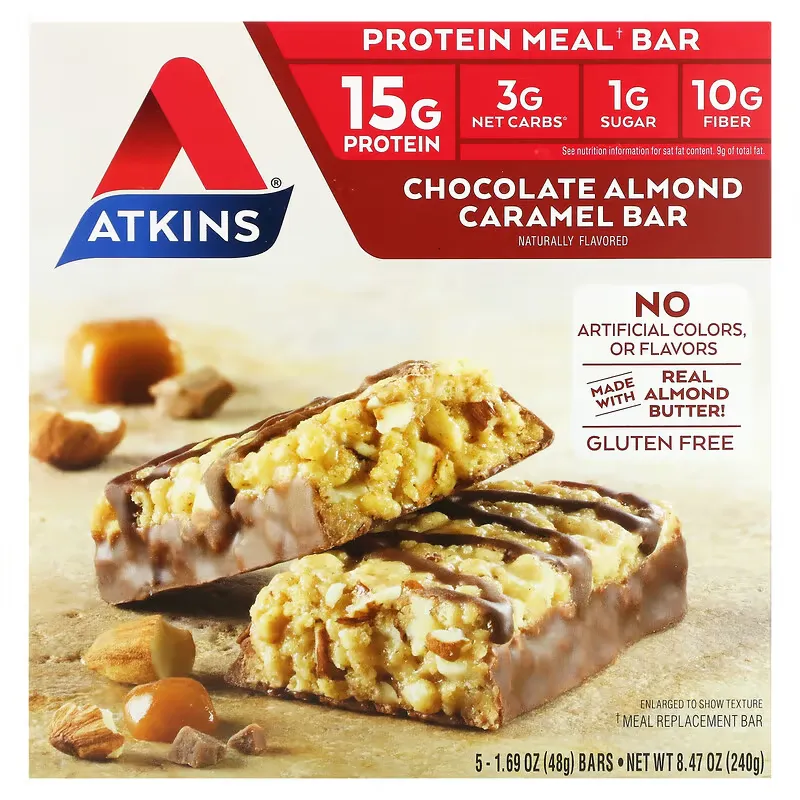 Meal Bar, Chocolate Almond Caramel Bar, 5 Bars, 1.69 oz (48 g) Each