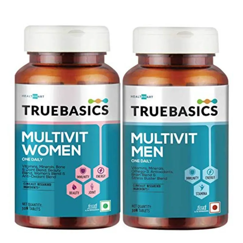 TrueBasics Multivitamin For Women And Multivitamin For Men Combo