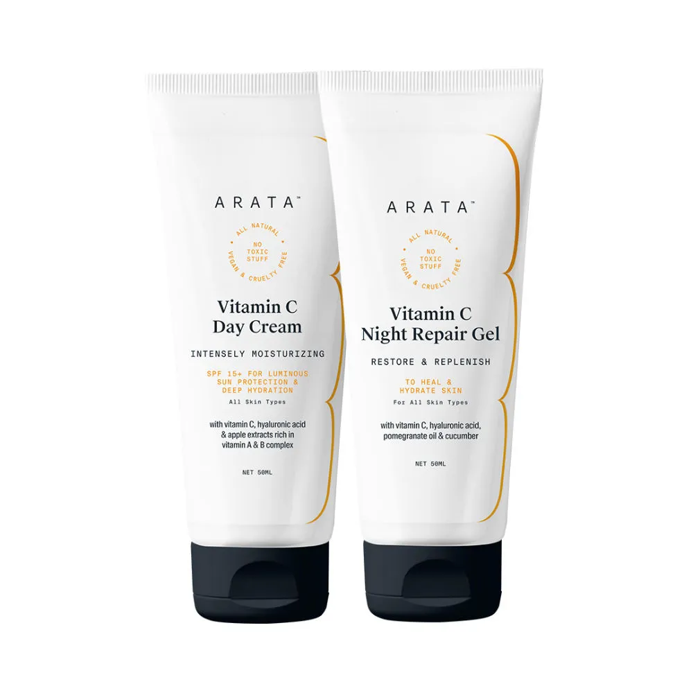 Arata 24x7 Vitamin C Vitamin C Day Cream & Night Repair Gel Protection Combo