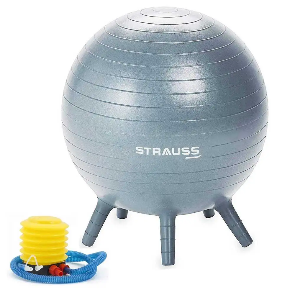 Strauss Stability Legs Anti Burst Gym Ball with Foot Pump,  Grey  55 cm