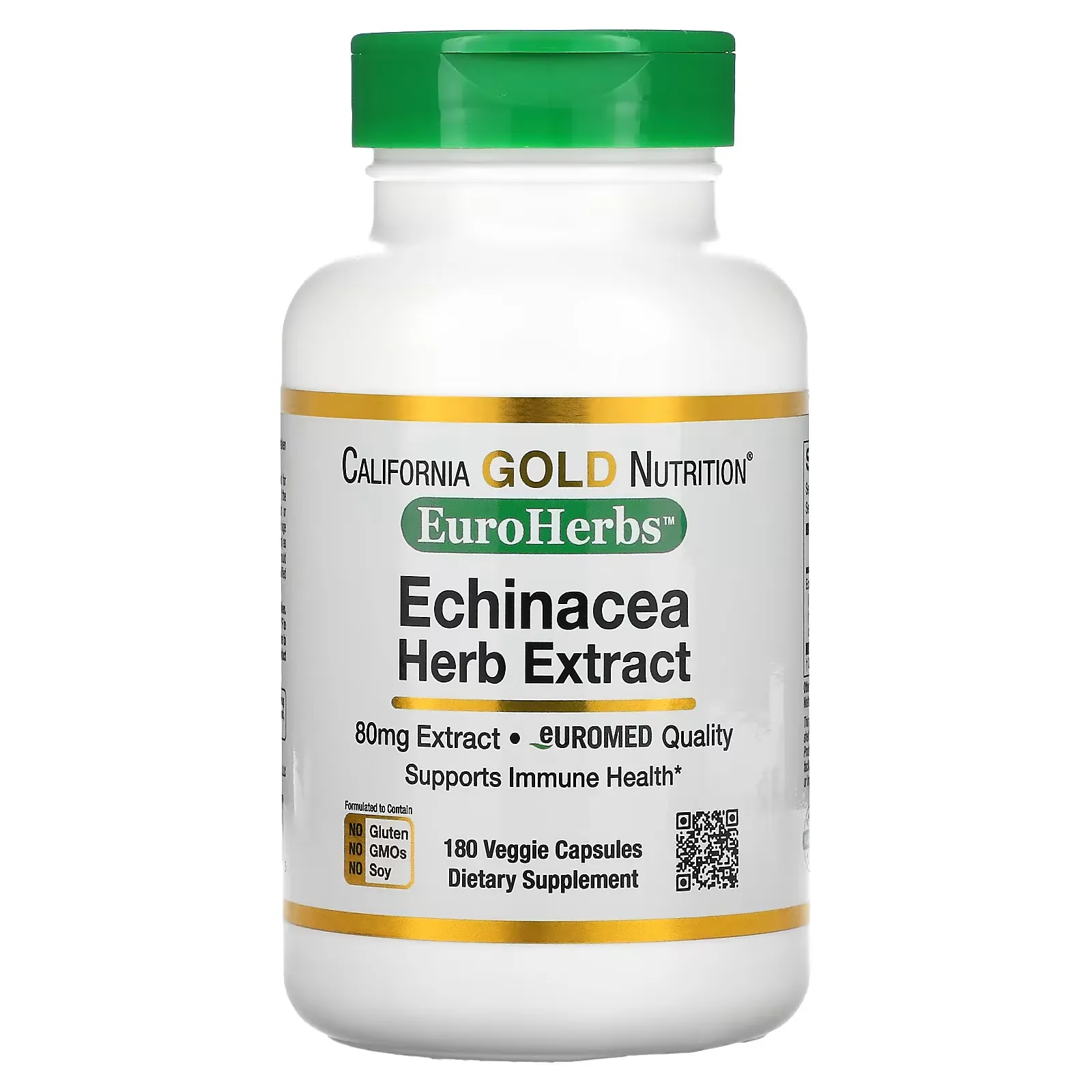 EuroHerbs, Echinacea Herb Extract, 80 mg, 180 Veggie Capsules