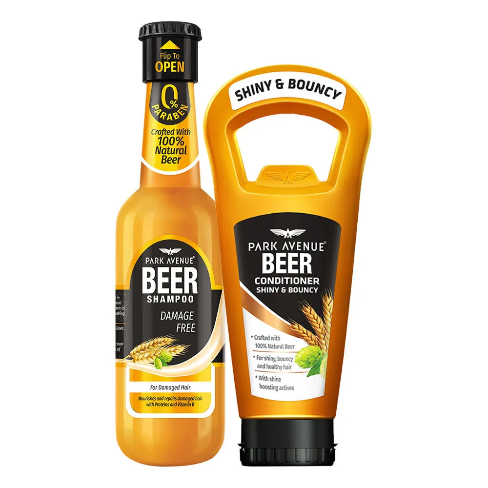 Park Avenue Damage Free Beer Shampoo & Conditioner - Shiny & Bouncy Combo