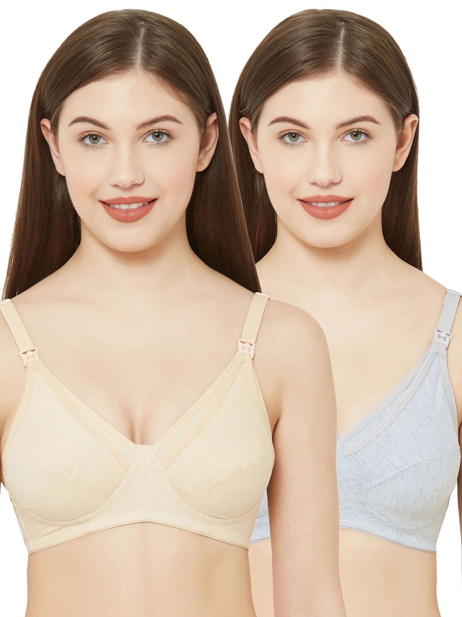 Juliet Womens Non Padded Non Wired Feeding Bra Combo J 522 Skin Grey