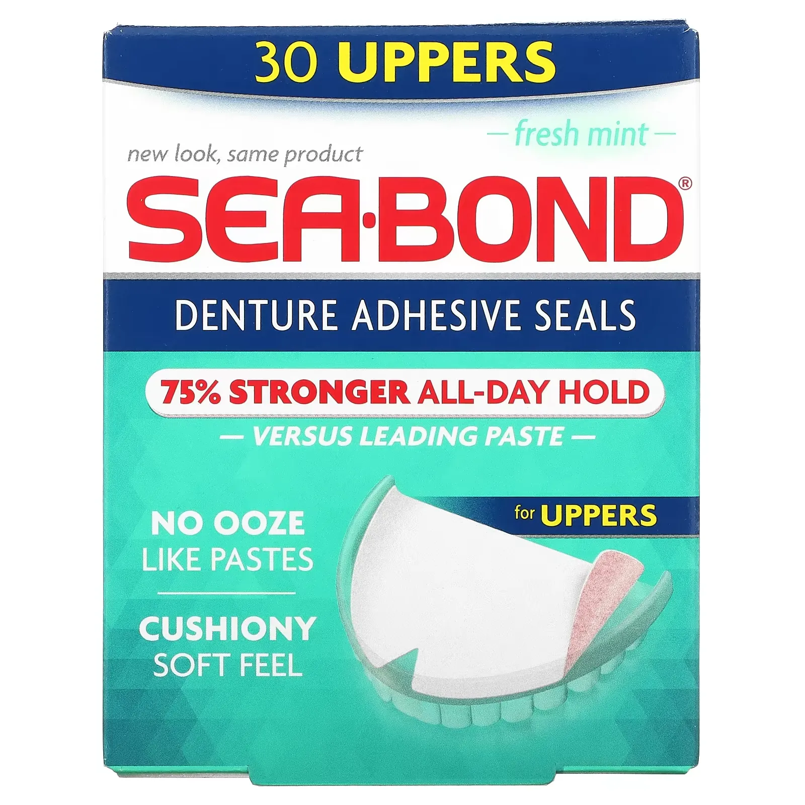 Denture Adhesive Seals, Fresh Mint, 30 Uppers