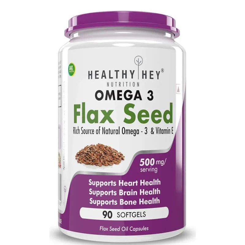 HealthyHey Nutrition Flaxseed Oil With Vitamin E - Omega - 3 - Softgels