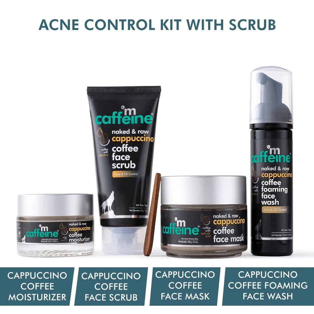 MCaffeine Complete Cappuccino Coffee Routine for Acne Control with Vitamin E, Salicylic Acid & Cinnamon