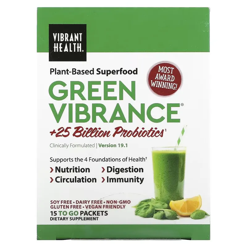 Green Vibrance +25 Billion Probiotics, Version 19.0, 15 Packets, 5.96 oz (168.9 g)