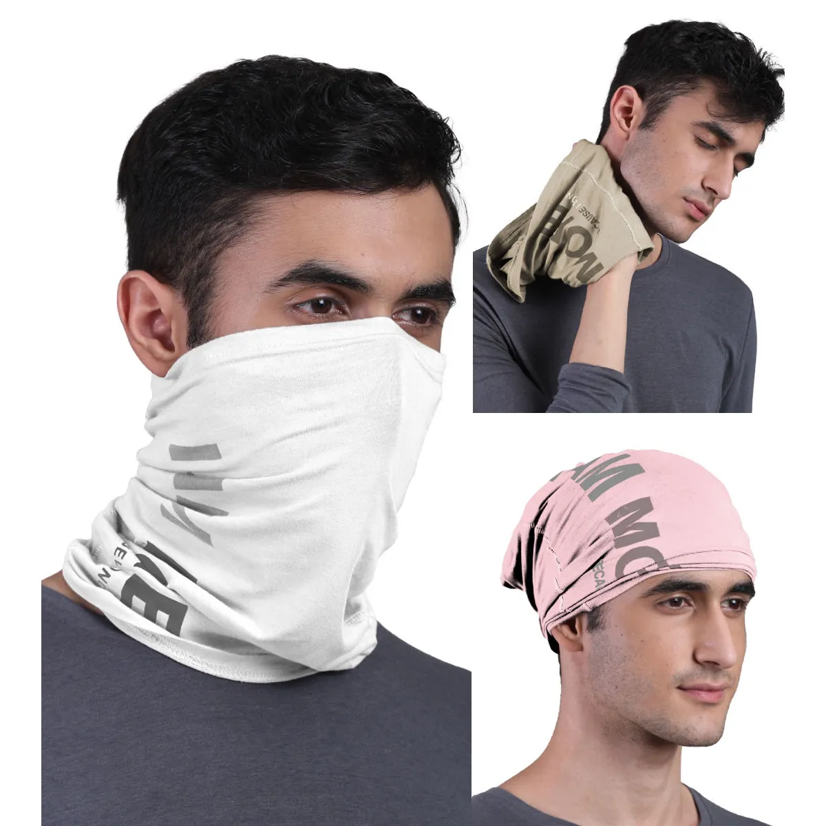 FREECULTR Unisex Printed Bamboo Bandana Anti Microbial Multipurpose Cloth Face Mask (pack Of 3)