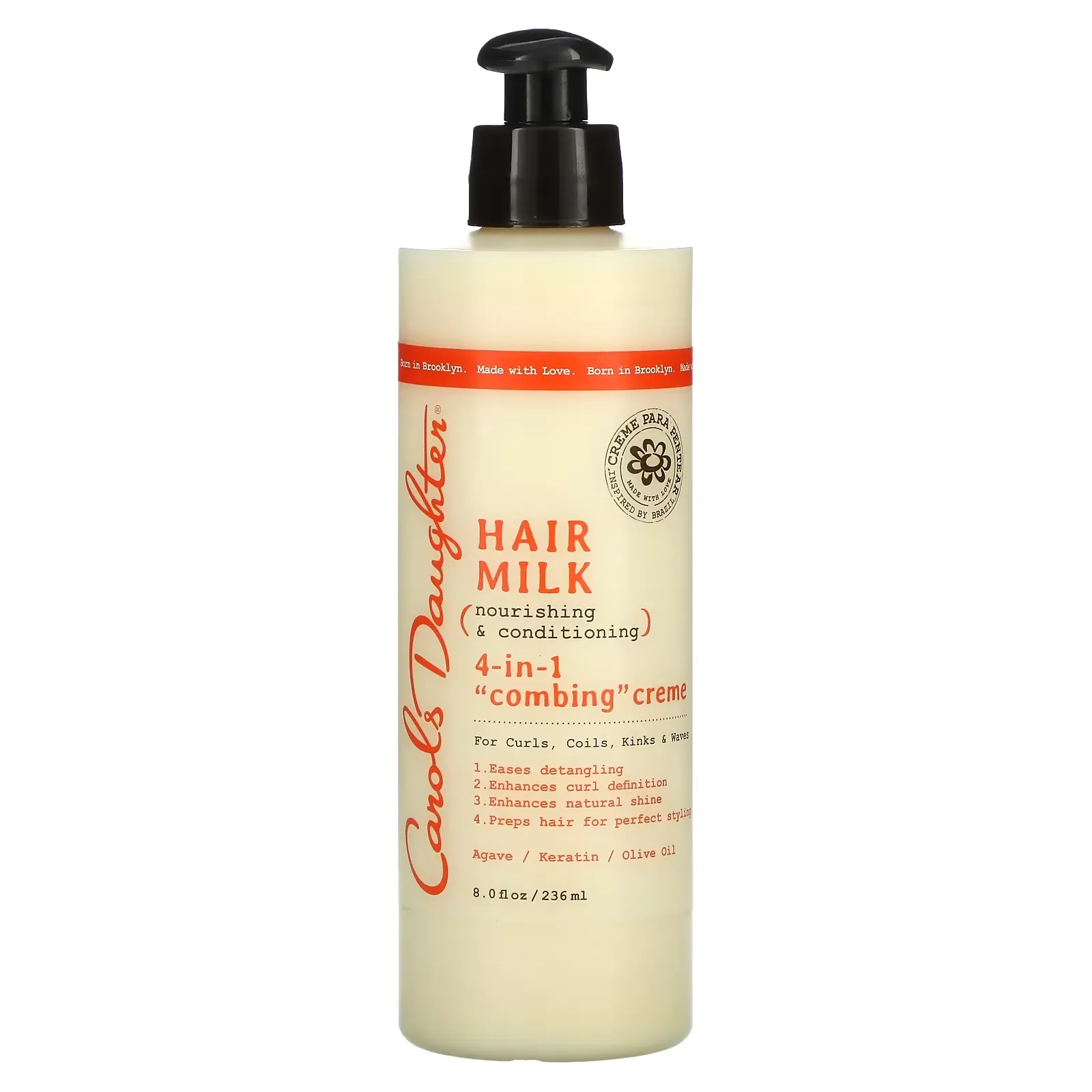 Hair Milk, Nourishing & Conditioning, 4-In-1 Combing Creme, For Curls, Coils, Kinks & Waves, 8 fl oz (236 ml)