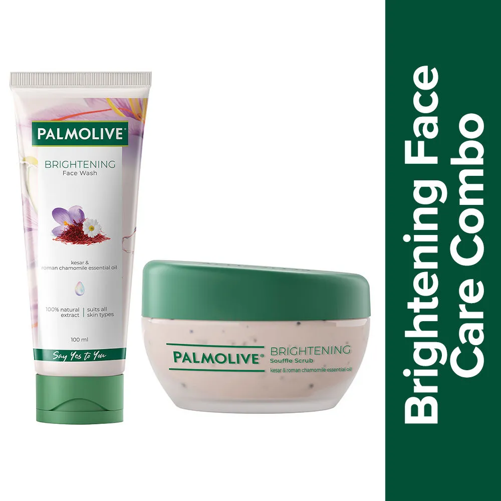 Palmolive Brightening Combo - Gel Face Wash and Souffle Face Scrub with 100% Natural Extracts