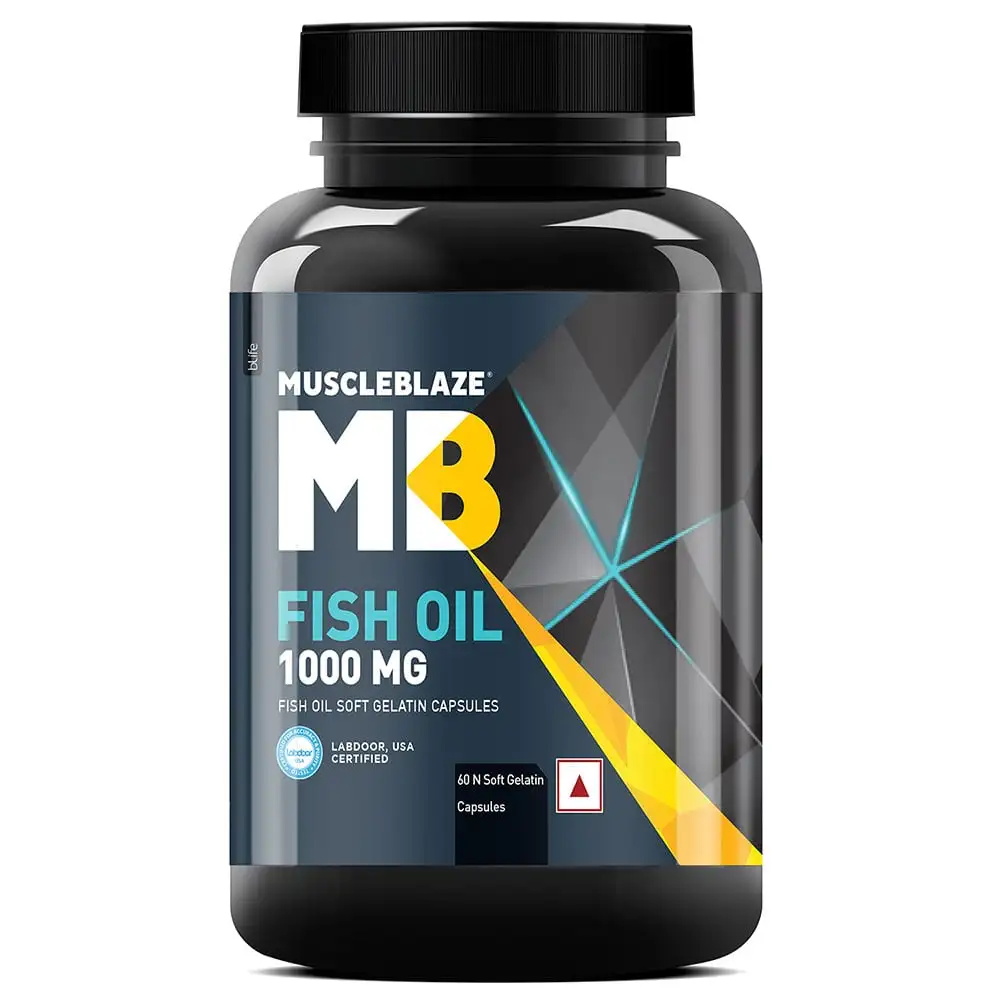 MuscleBlaze Fish Oil (1000 mg) India's Only Labdoor USA Certified for Purity & Accuracy,  60 softgels