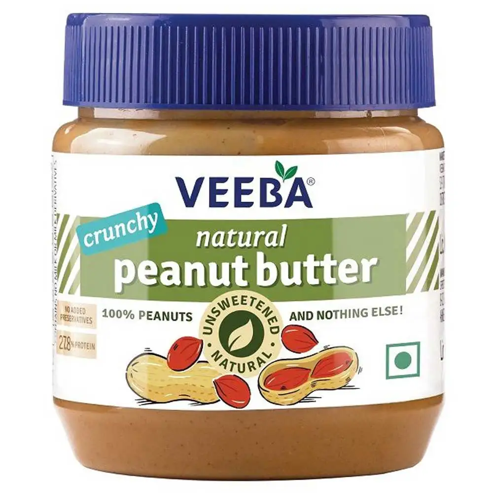 Veeba Natural Peanut Butter Unsweetened,  340 g  Crunchy