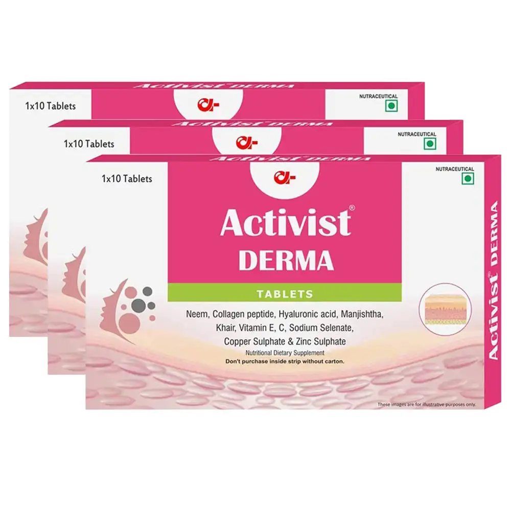 Activist Derma,  10 tablet(s)  Unflavoured (Pack of 3)