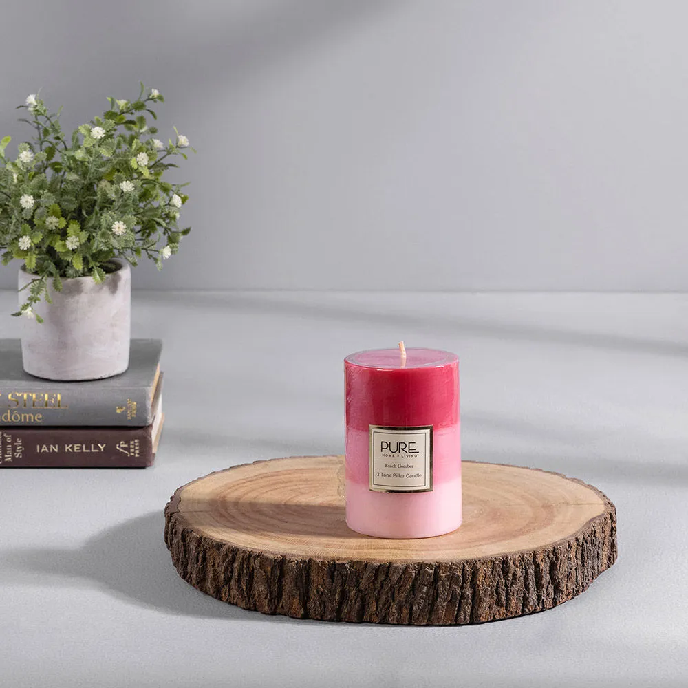 Pure Home + Living Tall Pink Beachcomber Pillar Candle (1)