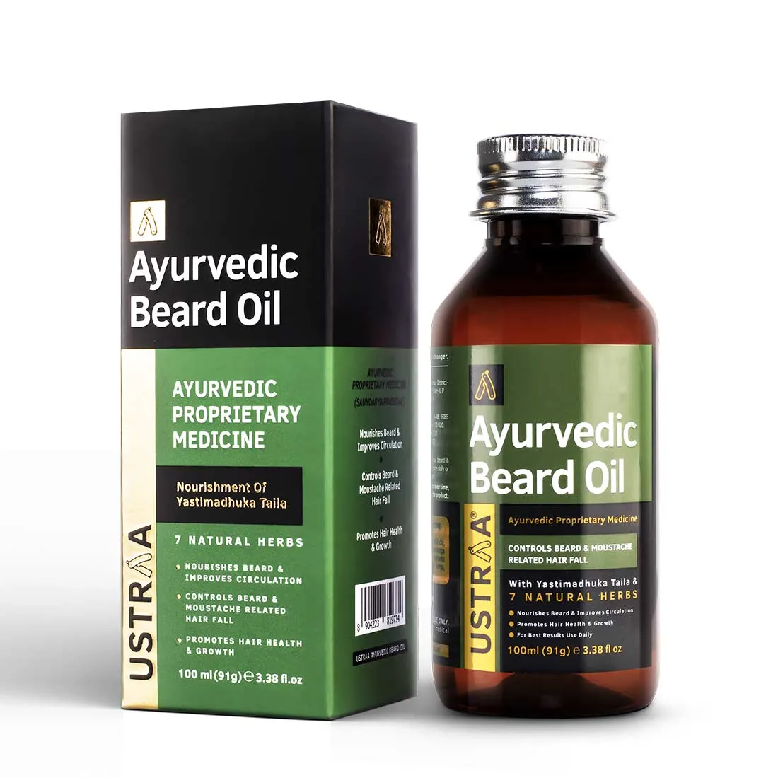 Ustraa Ayurvedic Beard Growth Oil With Yastimadhuka Taila & 7 Natural Herbs