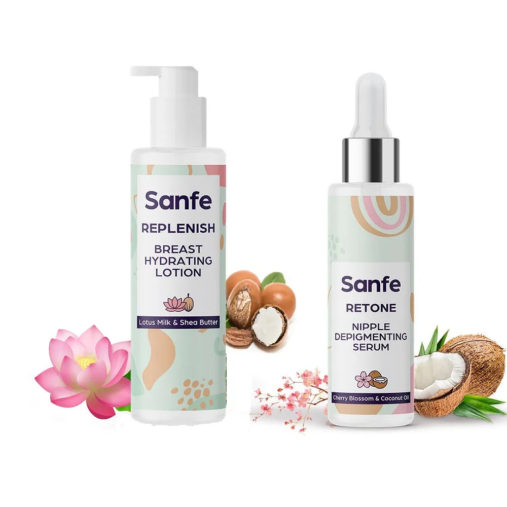 Sanfe Replenish Breast Hydrating Lotion with Retone Nipple Depigmenting Serum