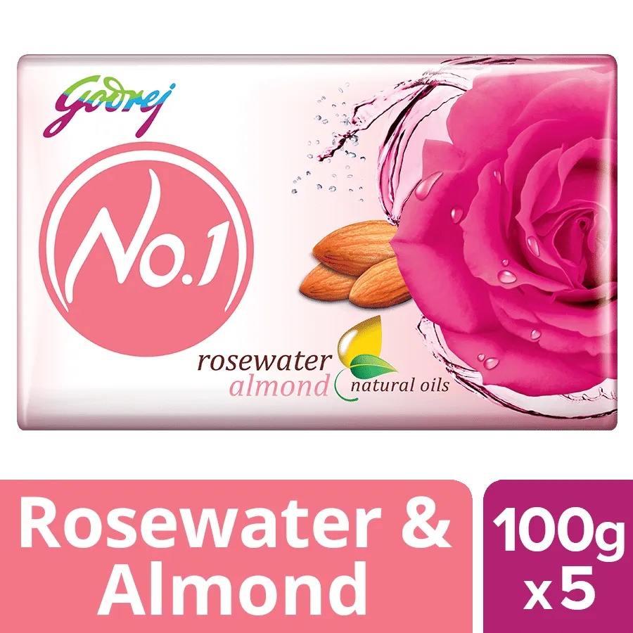 Godrej No.1 Rosewater & Almonds Soap Buy 4 Get 1 Free