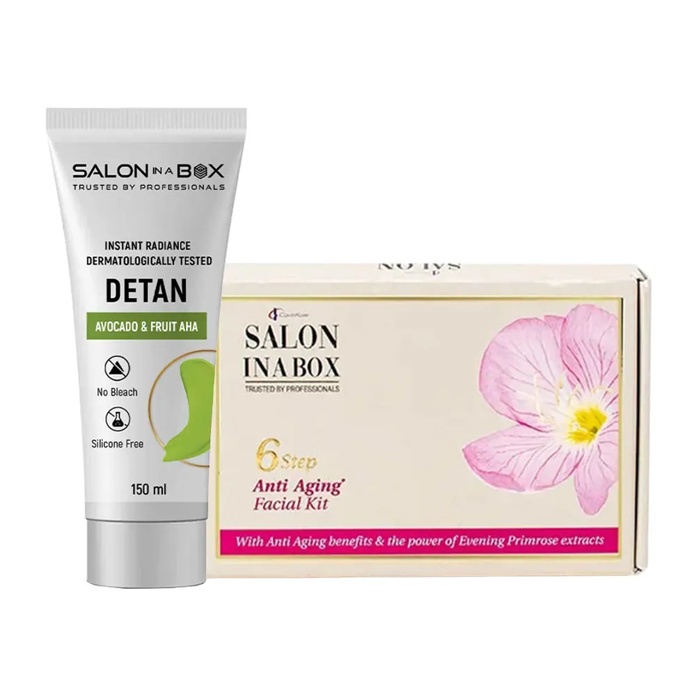 Salon In A Box Facial Care Combo - Anti - Aging Facial Kit + Avocado & Fruit Aha De-Tan Cream