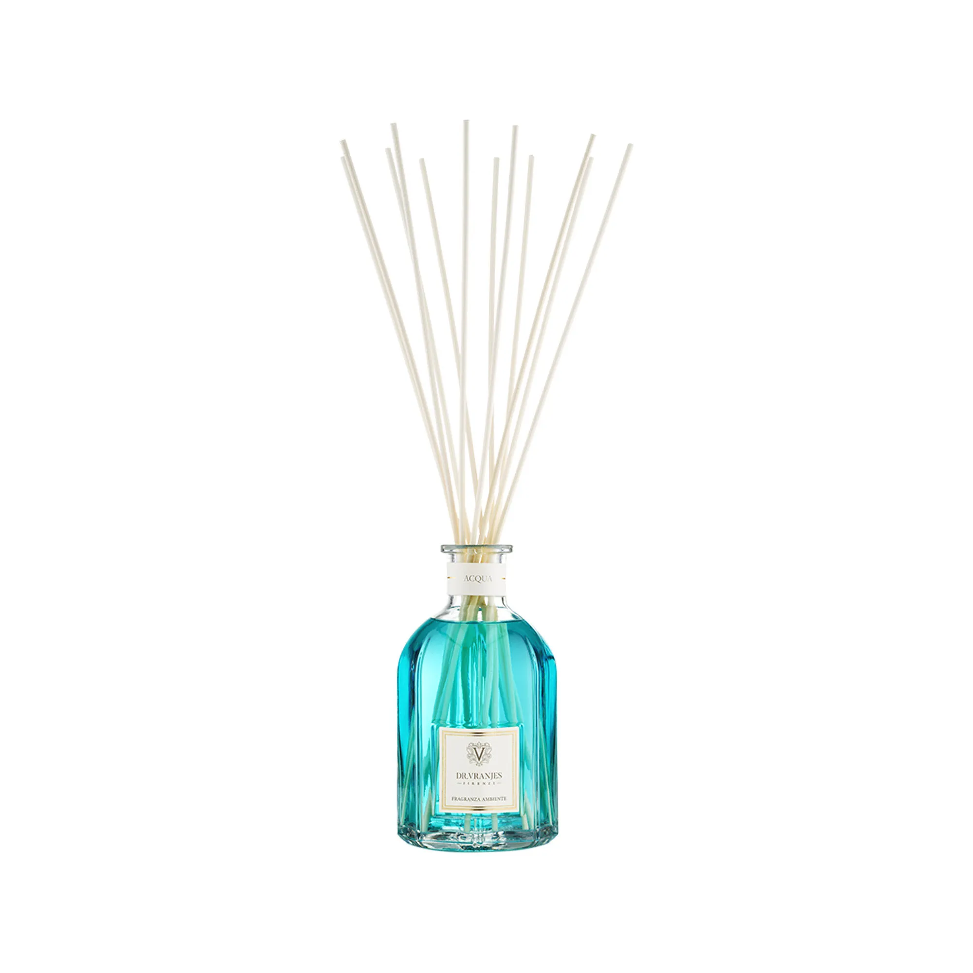 Dr.Vranjes Firenze Acqua 500 ml Glass Bottle with White Rattan Sticks (Nr.12 - H.40)