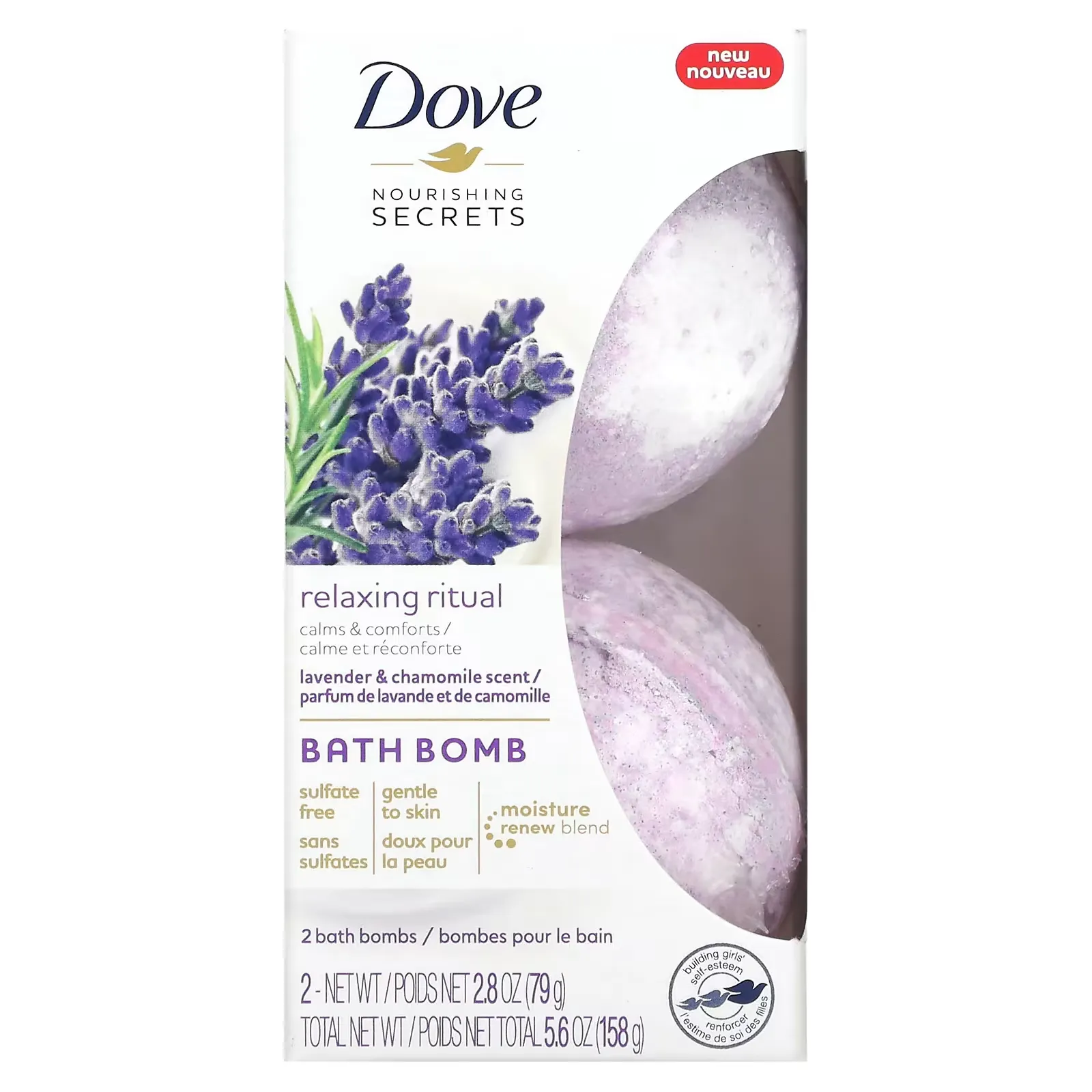 Nourishing Secrets, Bath Bombs, Lavender and Chamomile, 2 Bath Bombs, 2.8 oz (79 g) Each