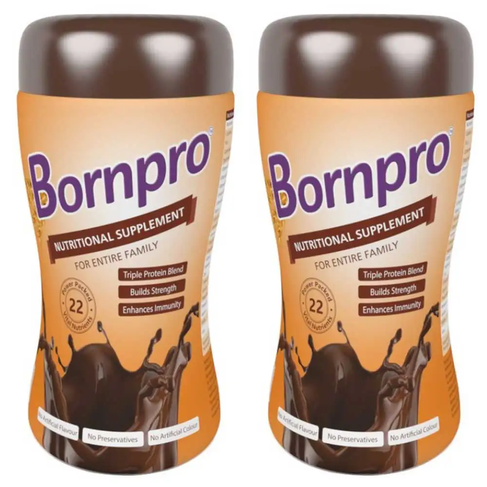 Bornpro Nutritional Supplement,  450 g  Delicious Chocolate (Pack of 2)