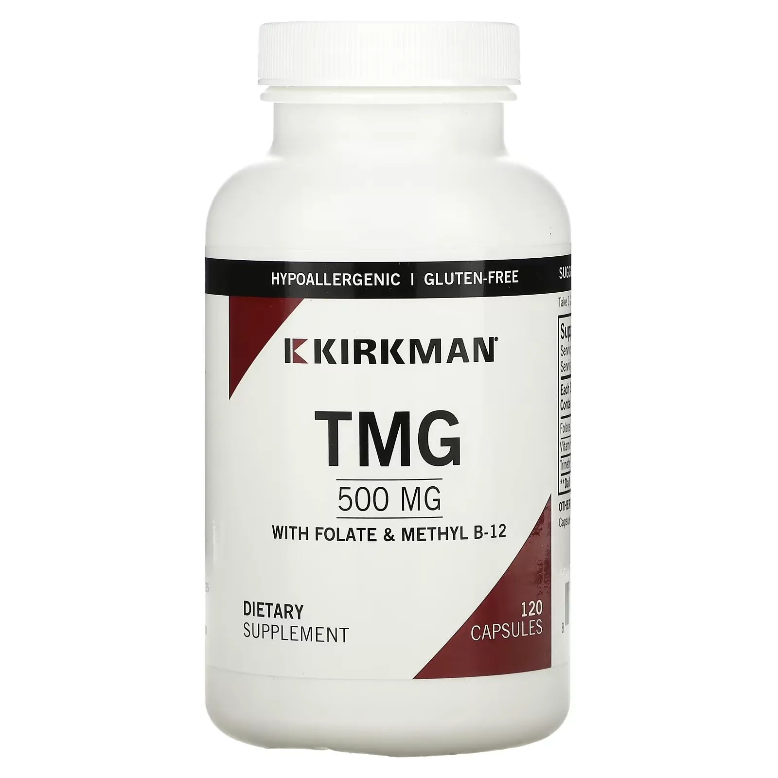 TMG with Folate & Methyl B-12, 500 mg, 120 Capsules