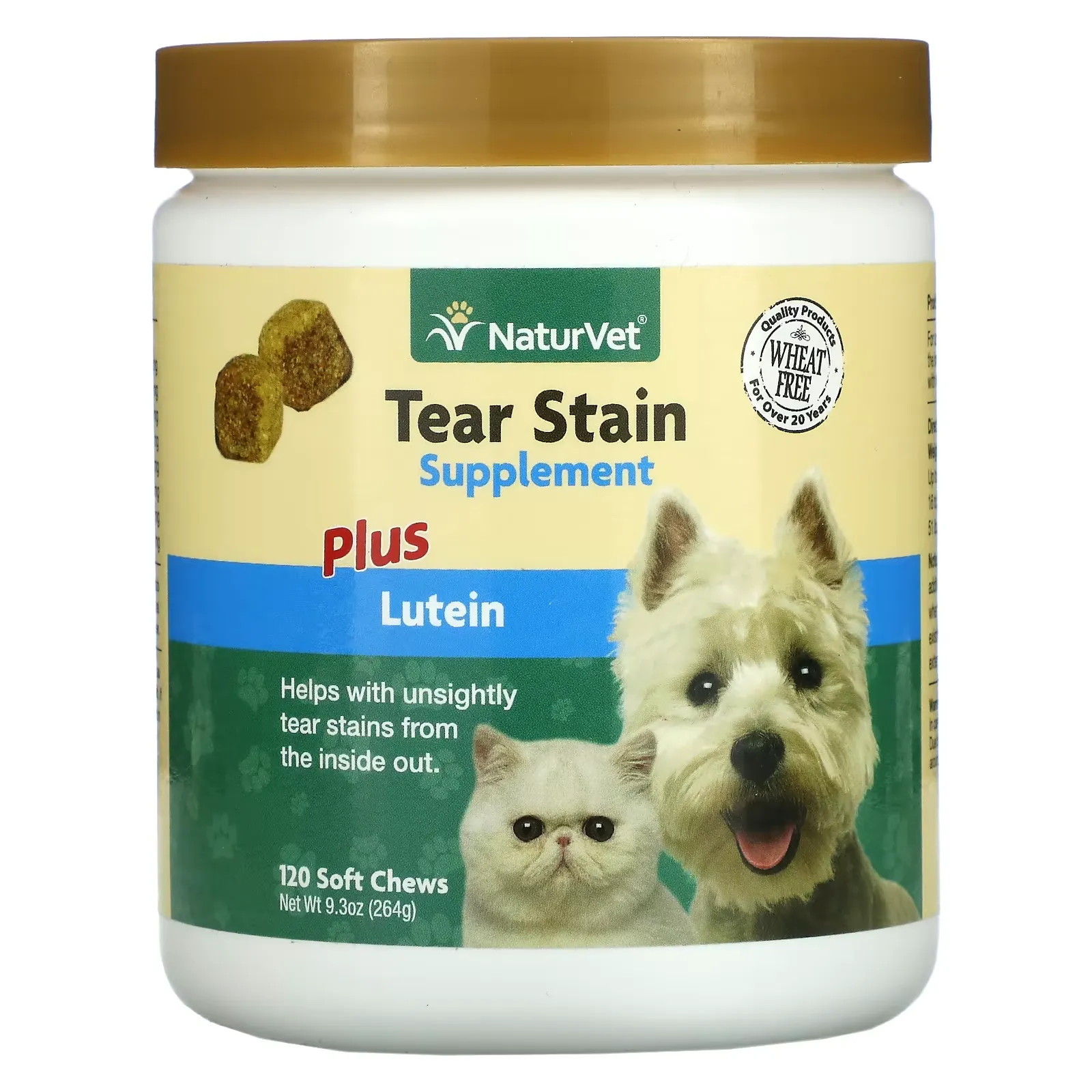 Tear Stain Plus Lutein, For Dogs & Cats, 120 Soft Chews, 9.3 oz (264 g)