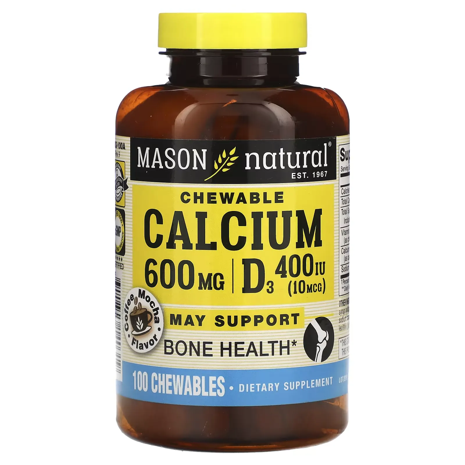 Chewable Calcium + D3, Coffee Mocha , 600 mg, 100 Chewables