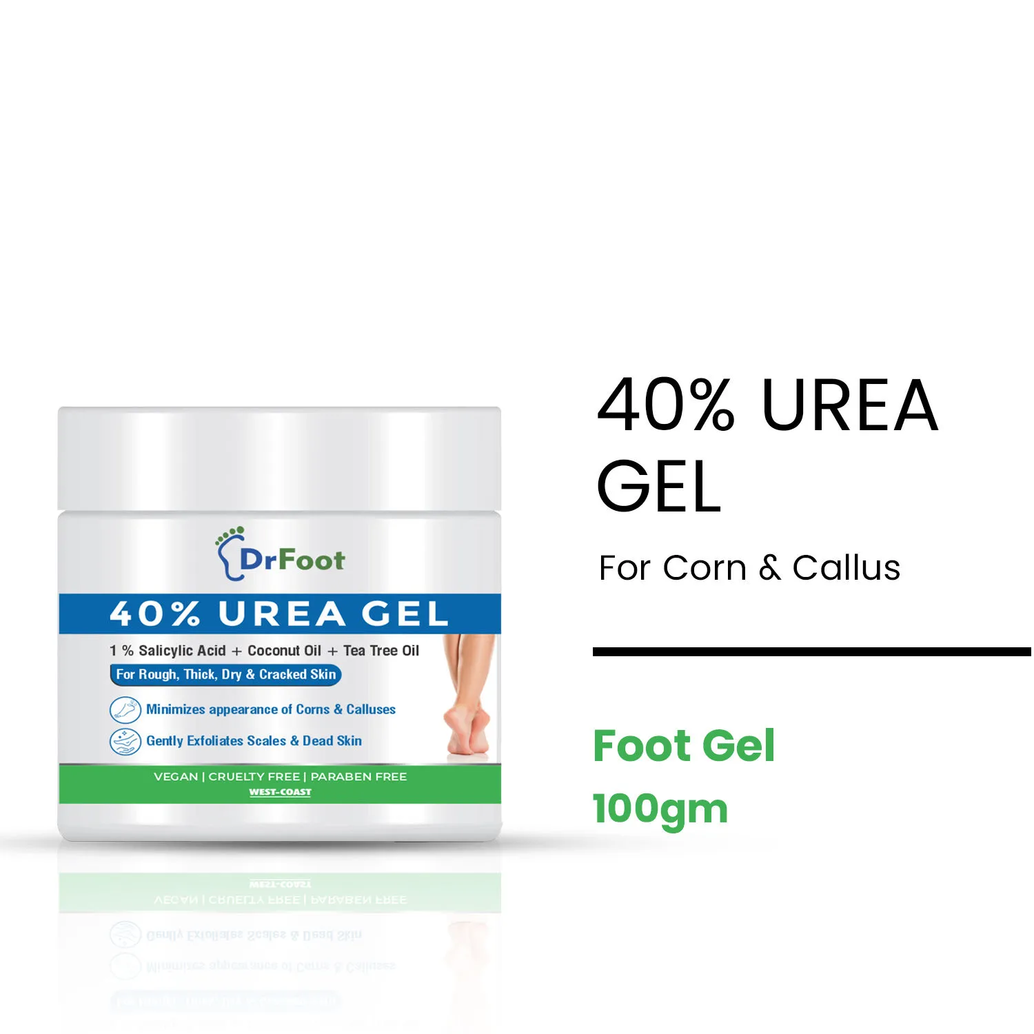 Dr.Foot 40% Urea Gel With 1% Salicylic Acid, Coconut Oil And Tea Tree Oil