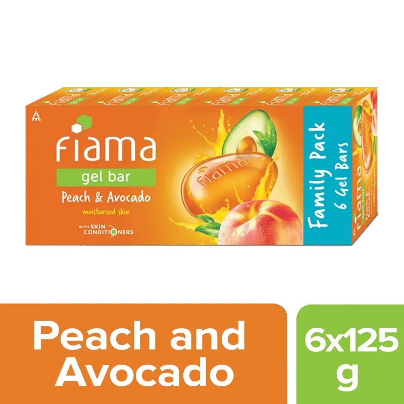 Fiama Gel Bar Peach and Avocado (Pack of 6)