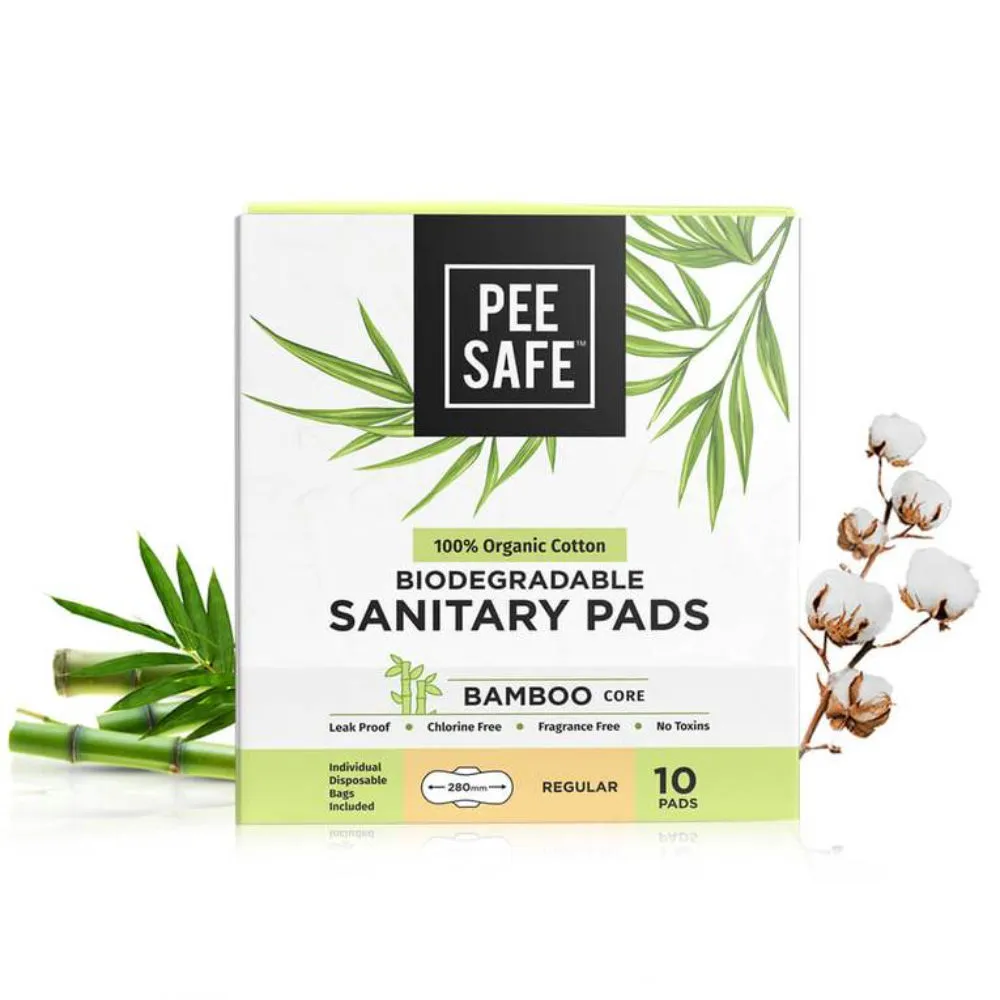 Pee Safe 100% Organic Cotton Biodegradable Regular Sanitary Pads