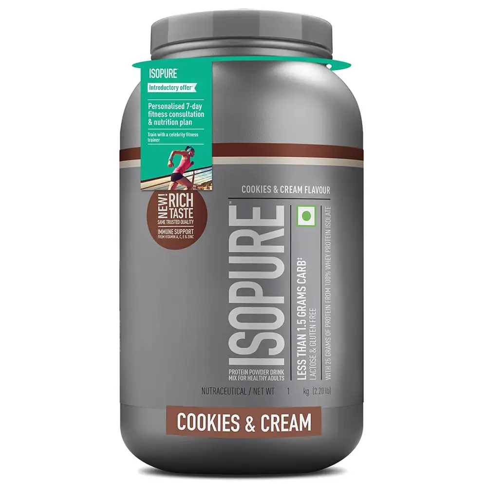 Isopure 100% Whey Protein Isolate with Less Than 1.5 Grams Carbs,  2.2 lb  Cookies & Cream