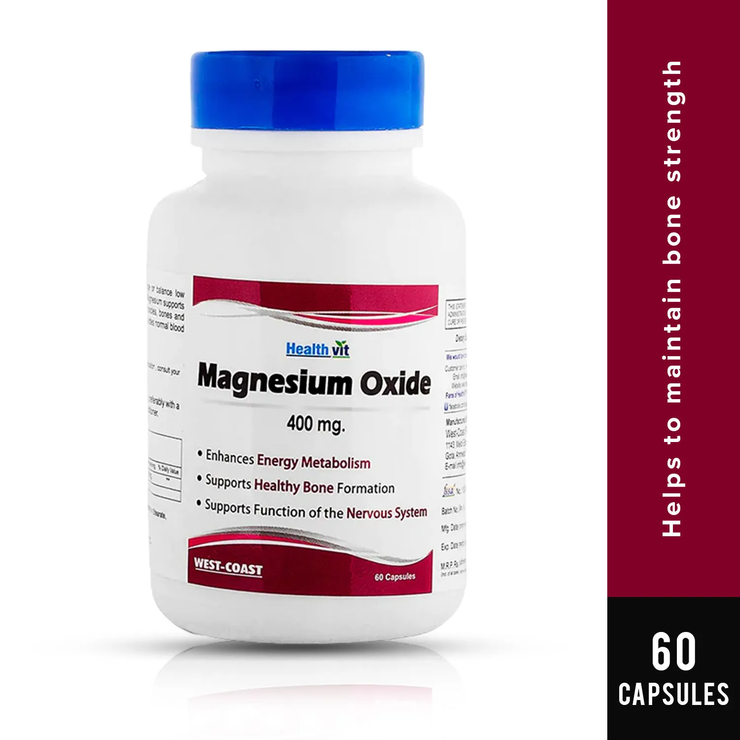 HealthVit Magnesium Oxide 400 Mg 60 Capsules