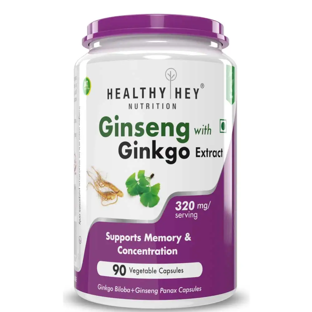 HealthyHey Nutrition Ginseng with Ginkgo Extract,  90 capsules