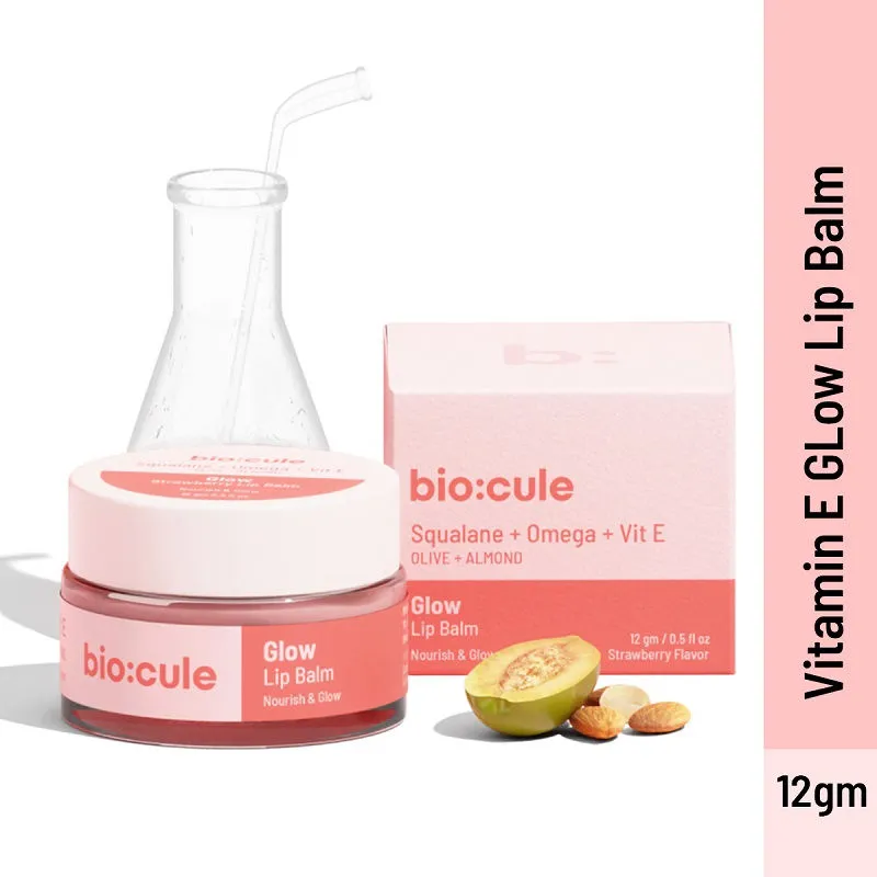 Biocule Vitamin E Strawberry Glow Lip Balm For Glowing Lips & Deep Moisturization