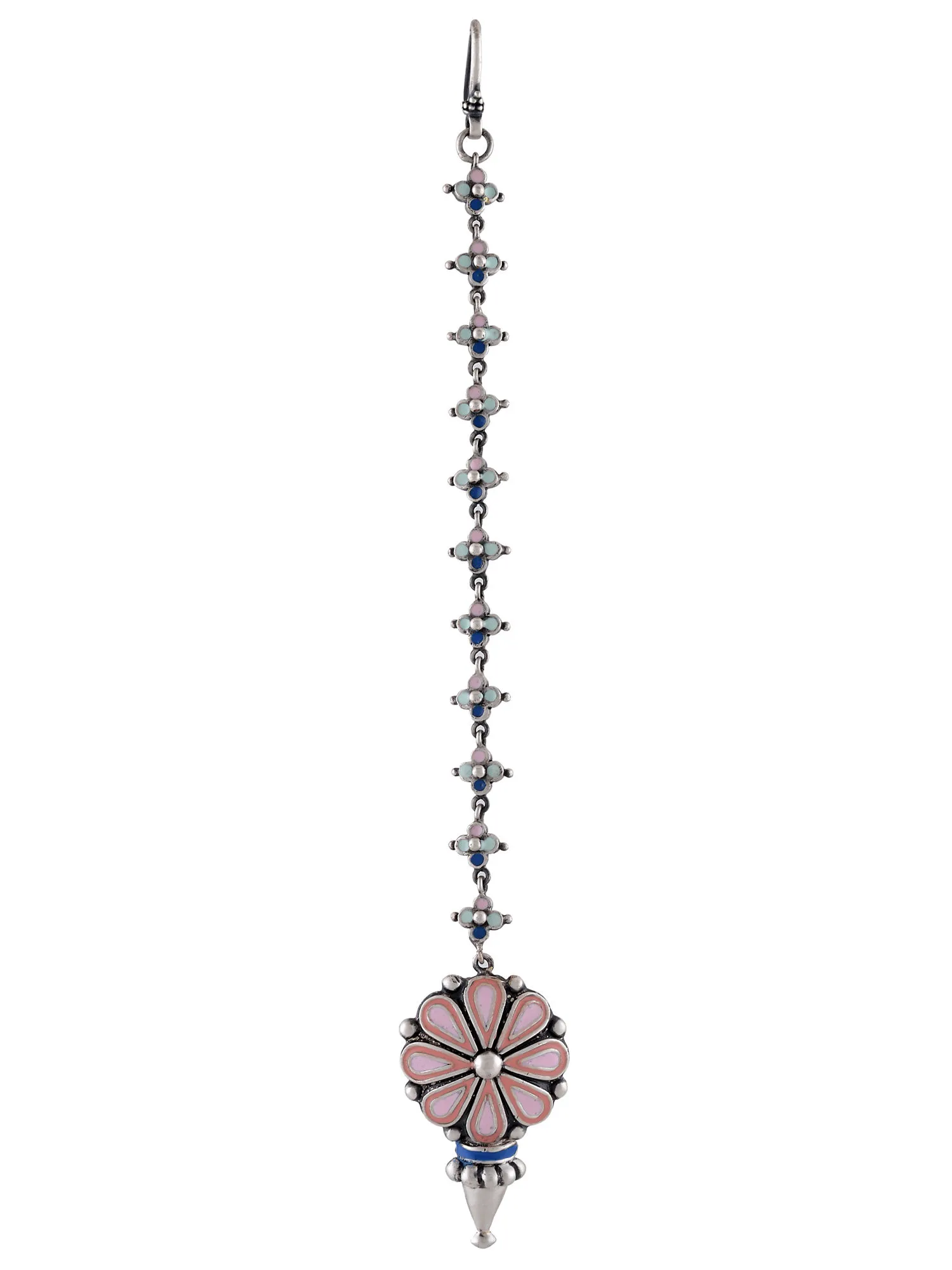 Tribe Amrapali Pink Enamel Chandrika Flower Maangtika