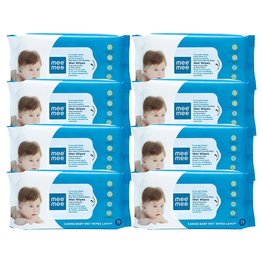 Mee Mee Caring Baby Wet Wipes Lemon Fragrance - Pack Of 8