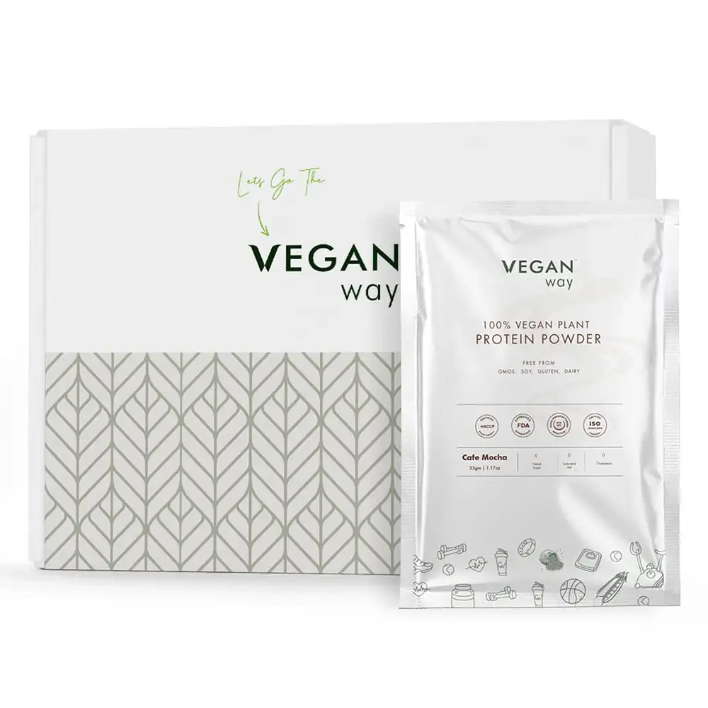 Vegan Way 100% Vegan Plant Protein Powder,  14 sachets/pack  Cafe Mocha